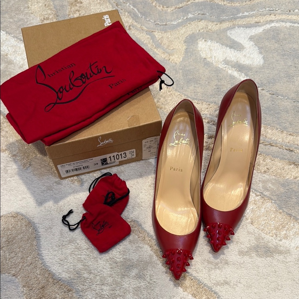 Christian Louboutin Geo Pump 85 Red Shoes 39